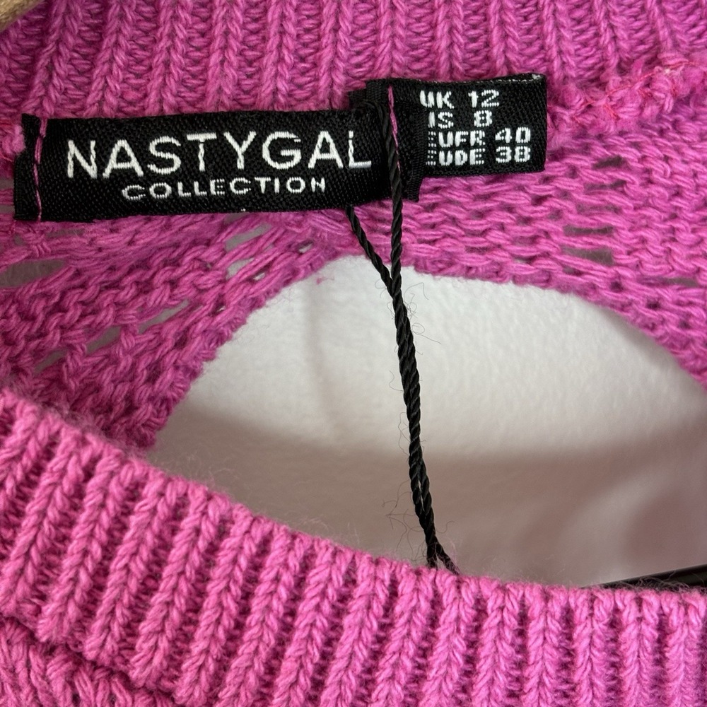 Pink Crochet Dress 8 Babydoll Coquette Fairy‎ Nasty Gal Feminine Whimsy Backless - Picture 3 of 9